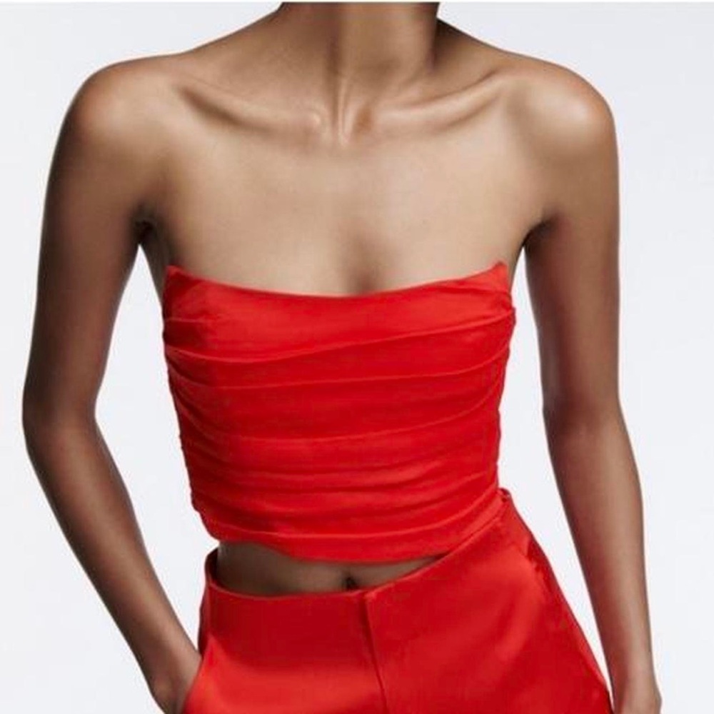 Zara red strapless corset top